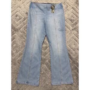 New Lee Jeans Blue Denim Pull On Stretch Anit-Roll Waste Slimming Flare 36x32